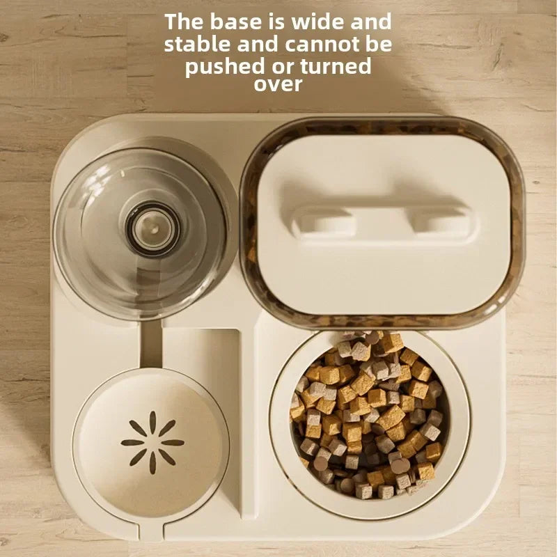 Automatic Cat Feeder & Water Fountain Set - Food Grade Plastic - for Cats & Dogs - Gravity Feed Design