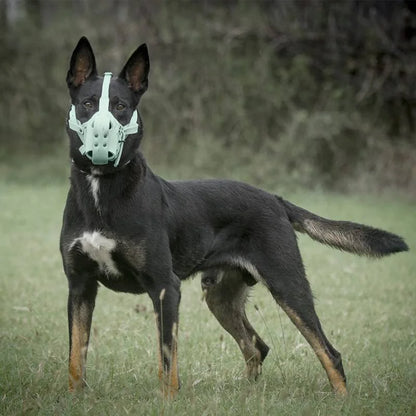 "Dog Muzzle PU Leather - Breathable Soft Anti-Bite Adjustable Mouth Cover for Medium Dogs, Comfortable Training Cage for German