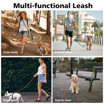 Tivray Hands Free Dog Leash with Sponge Handle 8.5ft Versatile Crossbody Waist Leash with 3 Rings for Puppy Leash for Walking