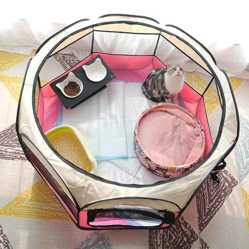 Folding Pet Tent Dog House Camping Accessories Pet Cage Octagonal Cage Fence Outdoor Playpen Puppy Shelter