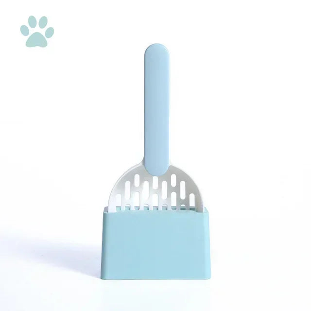 Cat Litter Scoop Set with Base Long Handle Clashing Cat Poop Tool High-Grade ABS Plastic Durable Kitten Toilet Cleaning Tool Pet