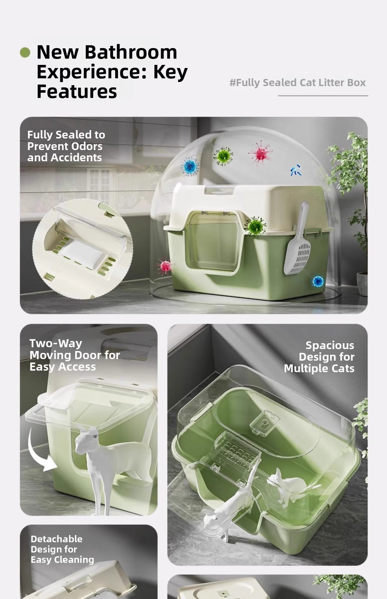 Large Size  Litter Box Full Enclosure Anti Odor Anti Splaing Cabinet  Toilet  Poop Pan Supplies Pet Care Accories