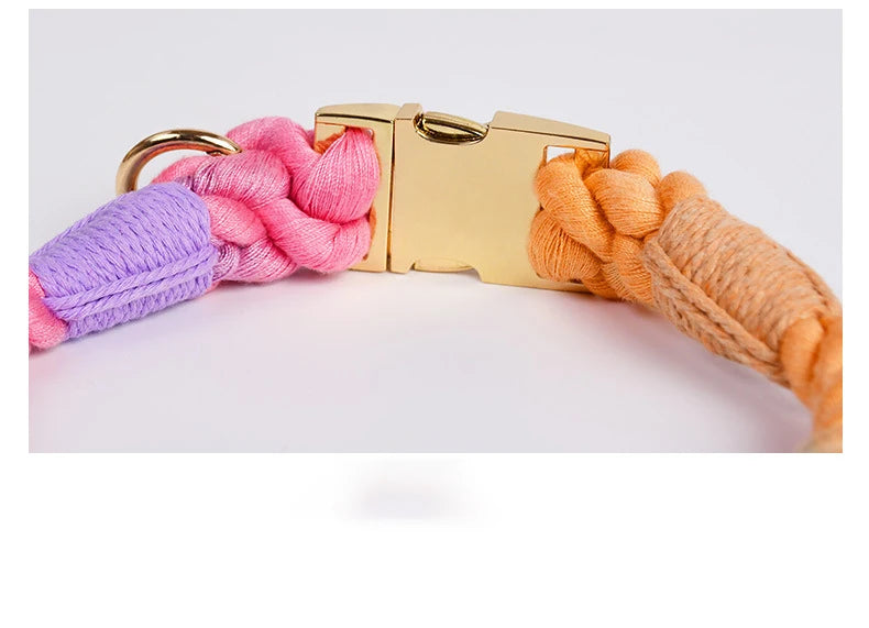 Rainbow Dog Collar Pet Puppy Walking Training Dog Collar with Metal Buckle for Large Medium Small Strap Belt Cotton Dogs Collar