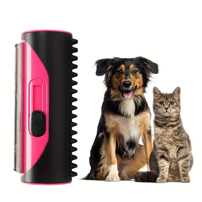 ABS Stainless Steel Pet Hair Remover Brush, Double Sided Grooming Tool for Sofa Carpet Dog Cat Shedding Accessories
