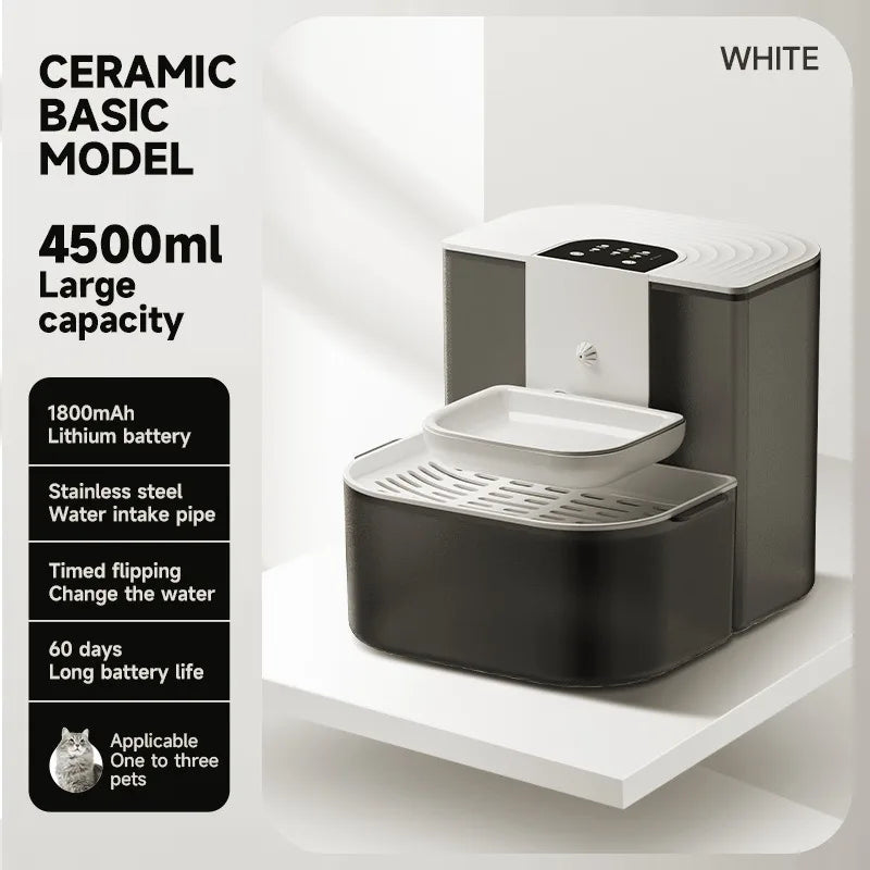 4.5L Smart Dump Pet Water Dispenser Remote Control Automatic Wireless Water Drinker Cat Water Feeder Kitten Heating Fountain
