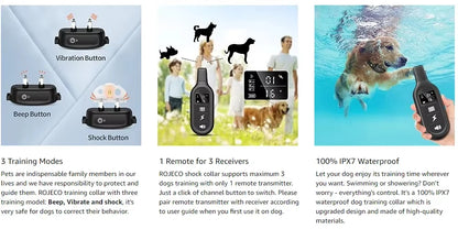 Electric Dog Training Collar Digital Rechargeable Remote Control Waterproof Vibrator Pet Dog Bark Stop Shock Collar for Dogs