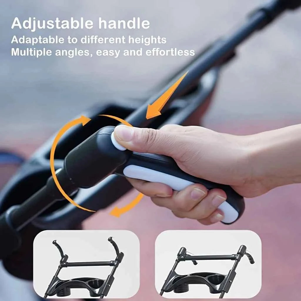 Spacious Pet Stroller for Dogs And Cats, Featuring Foldable Cage, Storage Basket, And Cup Holder Suitable for Small to Medium-Sized Dogs And Cats Four-Wheel Design (Black)