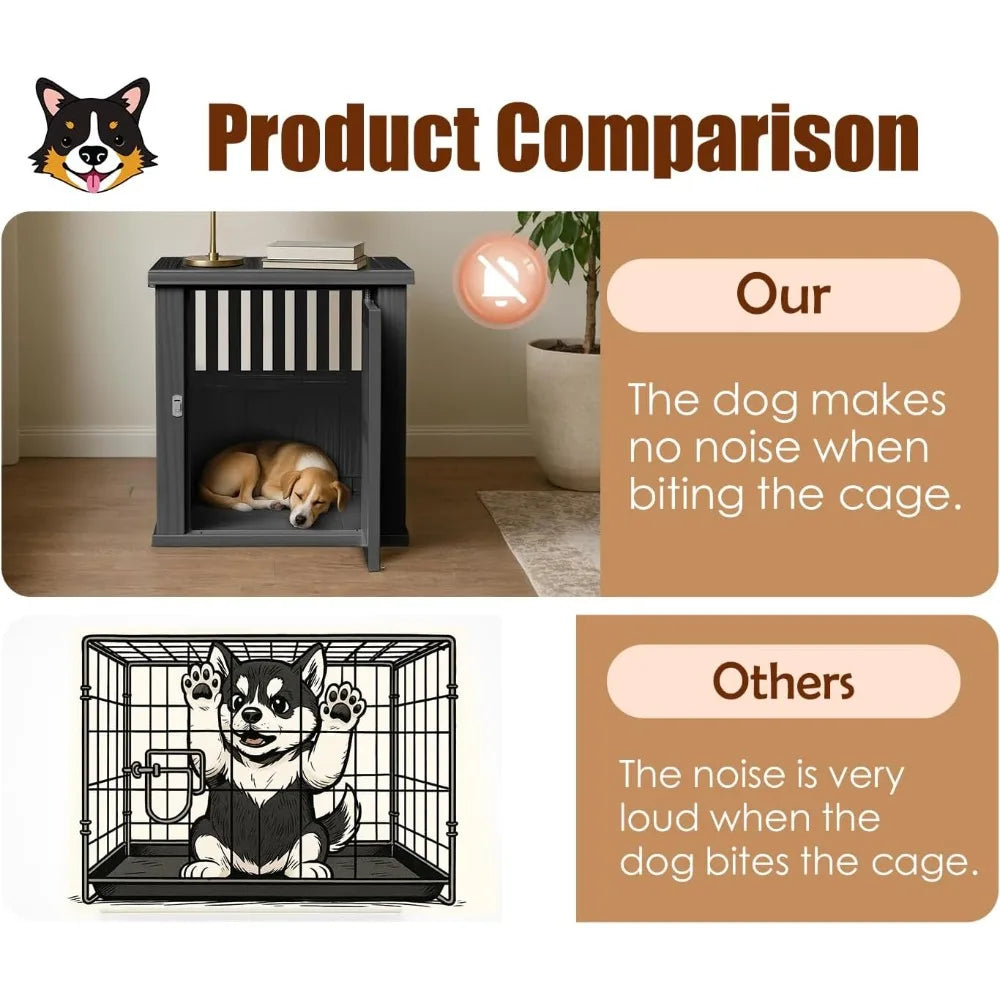 30 INCH Dog Crate Furniture Lockable Indoor Dog Kennel Dogs Cage Heavy Duty Decorative Pet Cage End Table for Small/Medium Dogs,