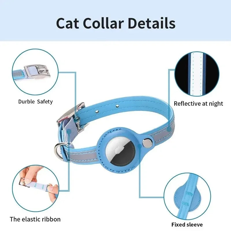 Pet GPS Tracker Leather Pet Adjustable Collars for Apple Airtag Location Tracker Dog Cat Anti-lost Reflective Protection Case