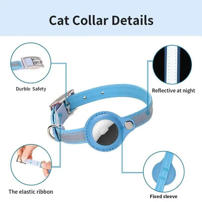 Pet GPS Tracker Leather Pet Adjustable Collars for Apple Airtag Location Tracker Dog Cat Anti-lost Reflective Protection Case