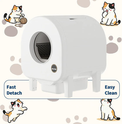 Smart Self-Cleaning Cat Litter Box, WiFi-Enabled Automatic Litter Box with Safety Protection, Large Capacity for Multiple Cats & Included Liner Bags