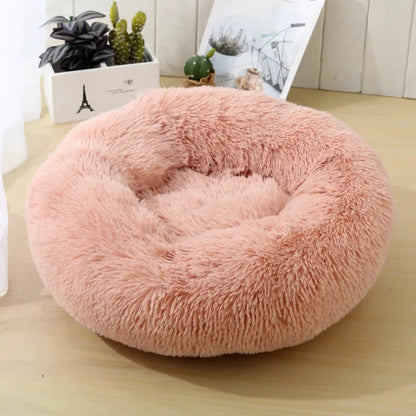 Round Cat Beds House Soft Long Plush Bed For Dogs Basket Pet Products Cushion Cat Bed Cat Mat Sleeping Sofa, Suitable For Winter