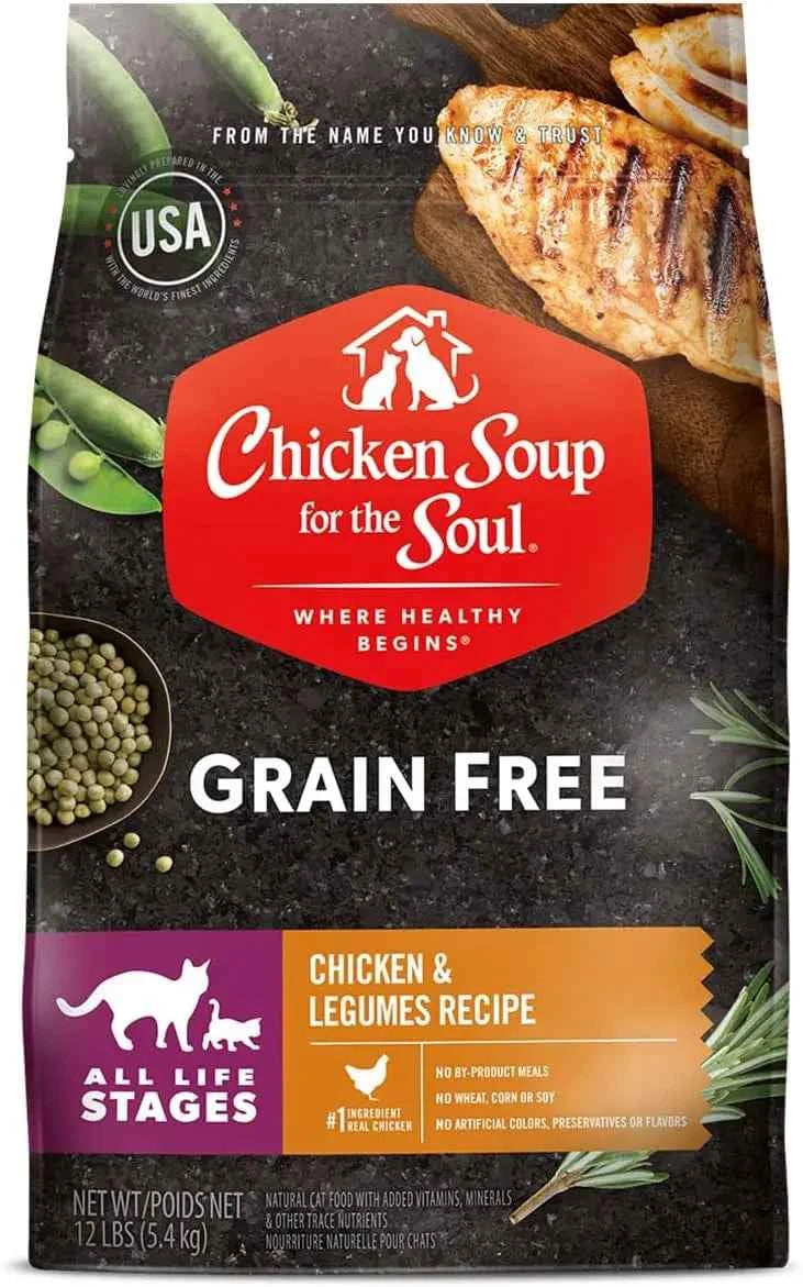 Grain-Free Dry Cat Food, Real Meat First Ingredient, No By-Products, Supports Immune & GI Health, Chicken & Legumes, 4lb
