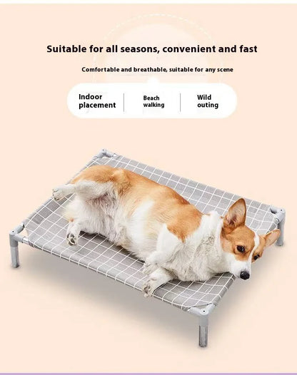 Elevated Pet Cot Stainless Steel Frame - All Season Military Dog Bed Removable Washable Off Ground for Small Pets