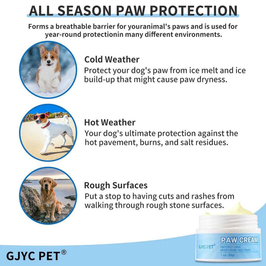 Pet Paw Cream for Dogs Cats | Natural Moisturizing Softening Protector for Dry Cracked Pads All Weather Daily Care
