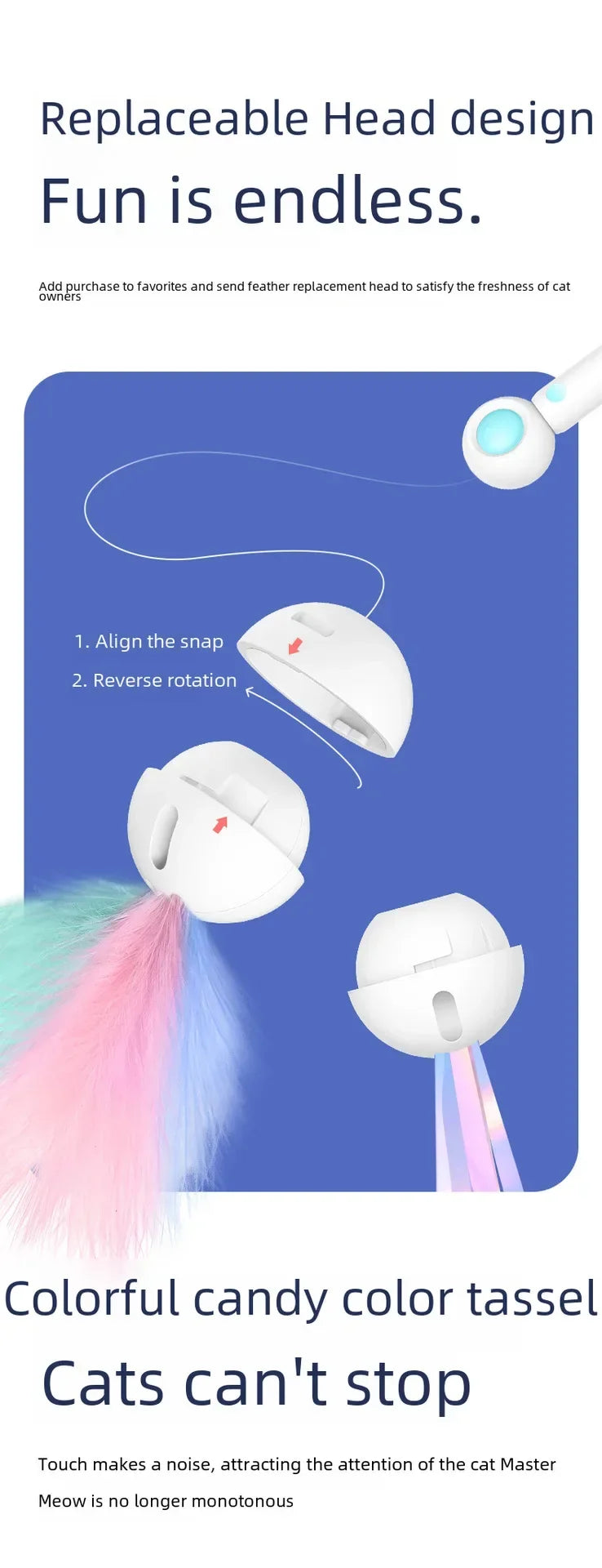 Gravity Cat Wand Interactive Feline Toy Self Play Feather Bell  Catnip Kitten Entertainment Pet Accessory Playtime Wand Fun Toy
