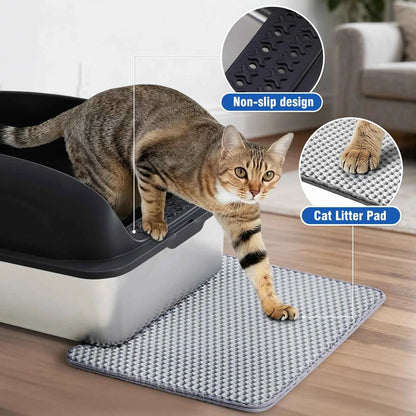 JHK Stainless 24IN Steel Cat Litter Box with Lid Large Cat Litter Box for Big Cats Anti-Urine Leakage Scoop and Mat Included
