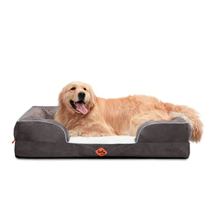 Large Orthopedic Premium Memory Foam Dog Bed Dog Sofa with Washable and Removable Suede Cover Waterproof Liner and Non-Slip Bot