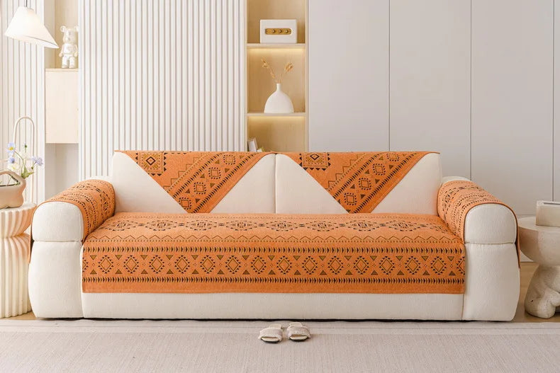 Chenille Sofa Cover Anti-slip Geometric Couch Slipcover Winter Warm ArmChair Protector for Living Room 1/2/3/4 Seater L Shaped