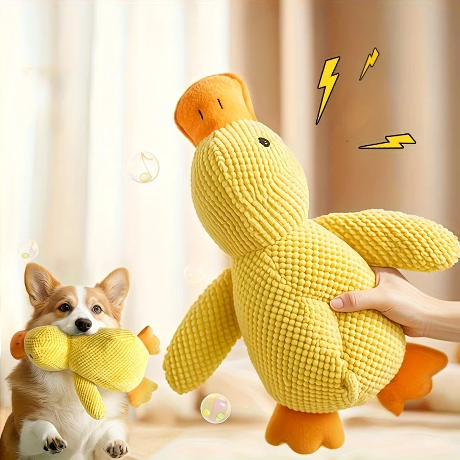 Plush Squeaky Duck Dog Toy-Bite-Resistant,Soft Chew Toy for Medium to Small Breeds Interactive Sound Effects,for Play & Training