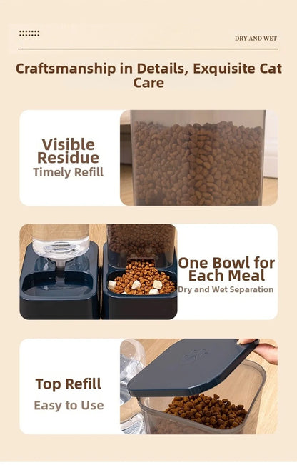 1.2L/1.5L Pet Automatic Feeder Plastic Large Capacity Cat Dog Water Dispenser Feeder Set 3 Colors 2 Styles