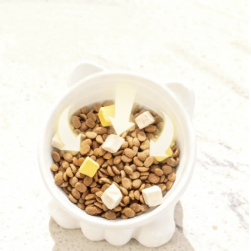 Cat Bowl Pet Accessories Ceramic Diagonal High Feet Cute Protection Cervical Spine Dog Bowl Drink Water Bowl Pet Supplies