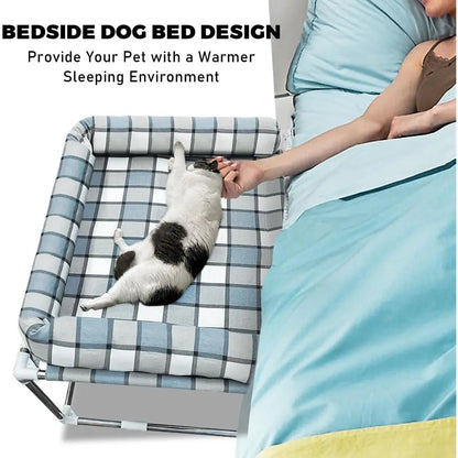 Raised Dog Bed with Pillow Extension for Cosleeping - Attaches to Human Bed, 34x26x20