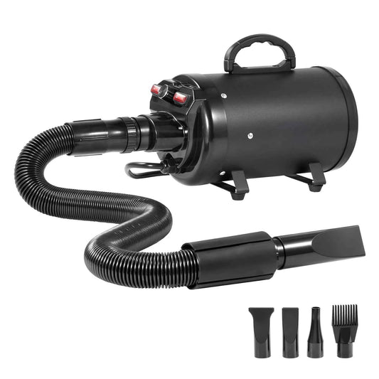 SucceBuy 2000W/2.7HP Dog Blow Dryer Adjustable Speed Temperature Control with 4 Nozzle and Extendable Hose for Pet Hair Grooming
