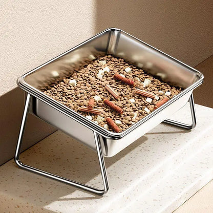 Cat Bowl Cat Food Bowl Stainless Steel Double Bowl Anti-Tip Pet Bowl Cat Eating Bowl Drinking Bowl Grain Bowl Dog Bowl