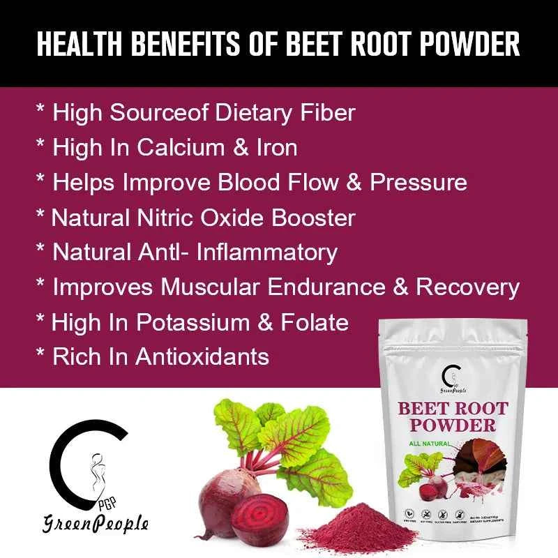 GPGP Greenpeople Organic Beet Root Powder Antioxidants Blood Pressure Support Natural Nitric Oxide Improve Stamina and Ability