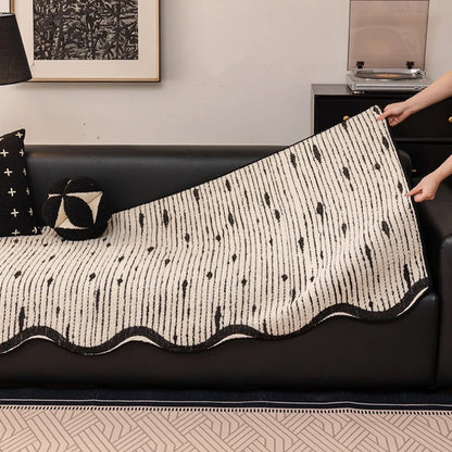 Nordic Striped Plush Sofa Cover Irregular Non-slip Corner Sofa Seat Cover Winter Warm Sofa Protector Towel for Living Room Decor