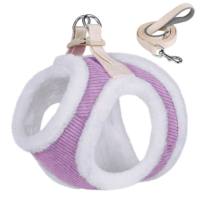 Warm Winter Dog Harness and Leash Set Soft Fur Cat Dog Vest Harness For Small Medium Dogs Cats Chihuahua French Bulldog