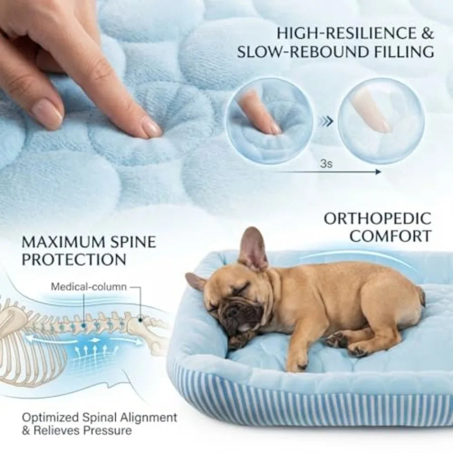 Cooling Dog Bed for Dogs Breathable Dog Cooling Mat with Self Cooling Ice Silk Fabric Washable Summer Pet Bed for Indoor Outdoo