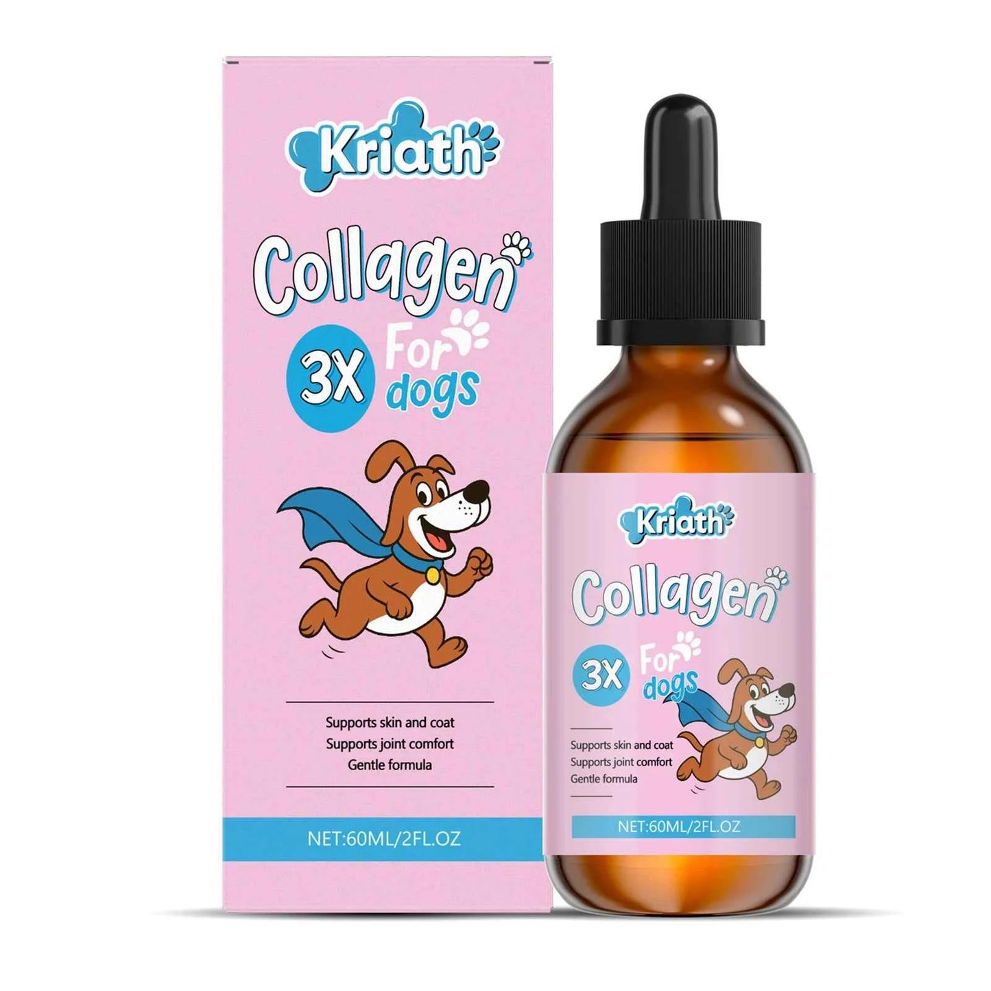 60ml Dog Pet Drops Gentle Care Supplement To Maintain Healthy Coat and Skin Dog Collagen Drops Gentle Formula for Coat & Skin