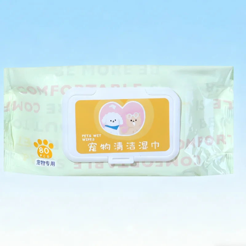 3 Packs, 80 Sheets Per Pack, Pet Wipes, Pet Wipes Specifically for Cats and Dogs, for Wiping Tear Stains, Cleaning Body Parts, No-Rinse, Deodorizing, Cleaning Wet Wipes