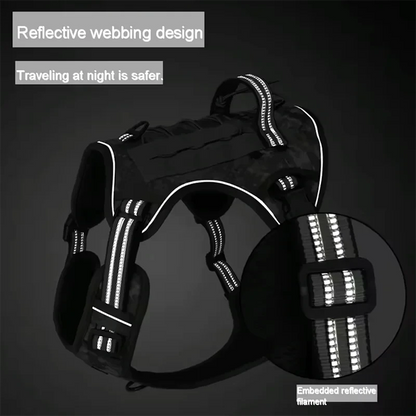 Reflective Dog Harness Tactical Training No Pull Medium Large Dog Vest Adjustable Safety Lead Military Running Pet Harnesses
