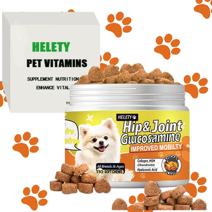 Dog Hip and Joint Supplement with Glucosamine, Chondroitin, Omega 3, MSM, and Green Lipped Mussel, 90chews Flavored Chews for Sm
