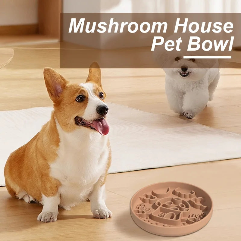 New Mushroom Dog Slow Food Bowl Silicone Pet Bowl Anti-choking Slow Food Pet Planet Silicone Bowl Suction Cup Licking Pad 2 in 1