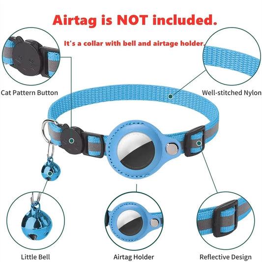 Anti-Lost Cat Collar with AirTag Case & Bell – Reflective Breakaway Safety Collar for Cats & Kittens - Pet Suppie