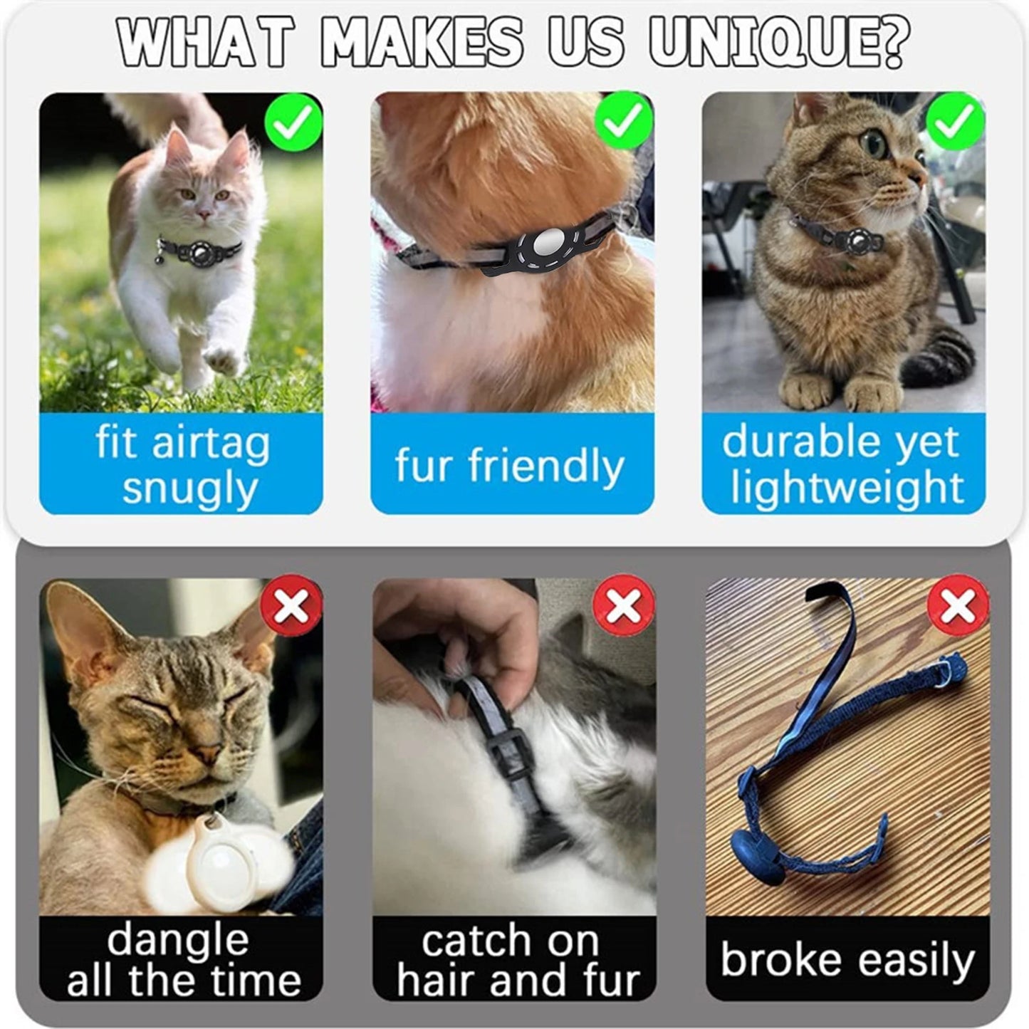 for Apple Air Tag Tracker Breakaway Cat Collar, with Airtag Case Reflective Kitten Collar with Bell for Cats,Small Dog Collar