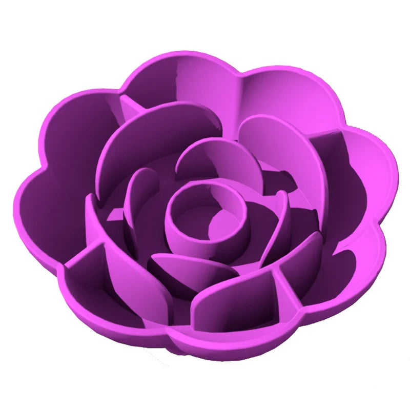 Pet Supplies Silicone Slow Food Bowl Rose Shape Dog Bowl Cat Anti-Choking and Anti-Knocking Food Bowl with Suction Cup