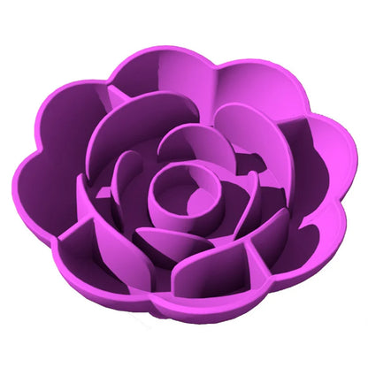 Pet Supplies Silicone Slow Food Bowl Rose Shape Dog Bowl Cat Anti-Choking and Anti-Knocking Food Bowl with Suction Cup