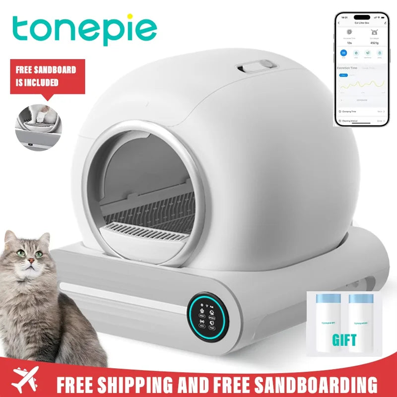 Smart Litter Box Automatic Self-Cleaning Cat Toilet - Electric Large-Sized Cat Sand Box with AI Remote Control