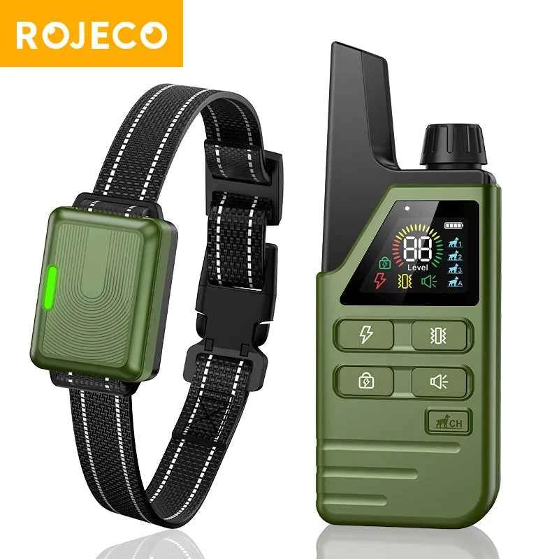 ROJECO Electric Dog Training Collar IPX7 Waterproof Dog Bark Stop Collar With Remote Control Rechargeable Anti Barking Device