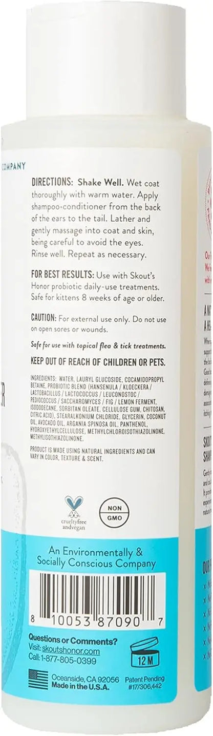 Fragrance-Free Probiotic Cat Shampoo & Conditioner with Avocado Oil & Omega-3s, 97% Natural, Paraben & Sulfate-Free, Cruelty-Fre