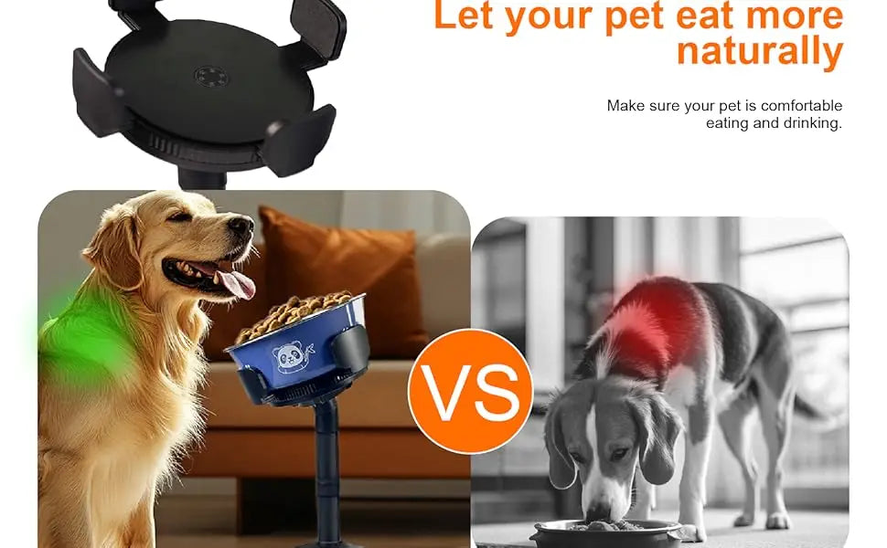 Adjustable Elevated Dog Bowl Stand with Non-Slip Base 3 Height Tilt Settings 14-24.5cm Bowls Stainless Steel Dish for Dogs Cats