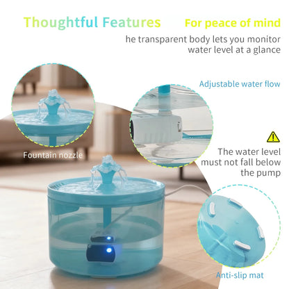 [ Ultra-Quiet ]Cat Water Fountain, 1.8L/60.87oz, Filter Pet Drinking Fountain, Fresh, USB Powered - Gift for Cats and Small Dogs