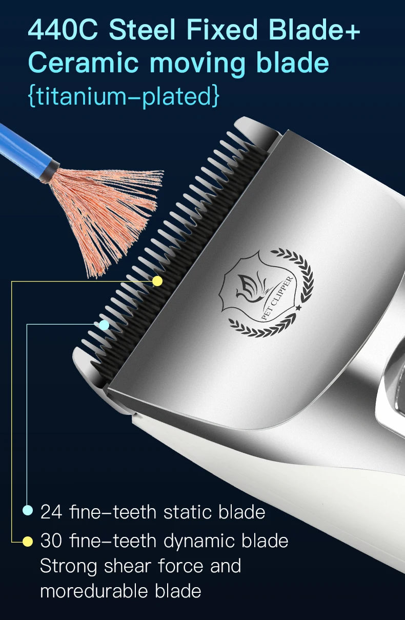 Fenice New Upgrade 5000mA Capacity Cordless LCD Screen Pets Dog Grooming Clippers Rechargeable Haircut Shaver for Trimming Salon