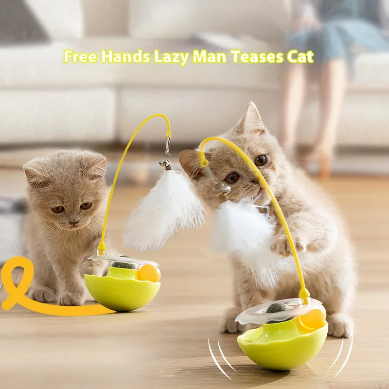 Premium Tumbler Cat Toy, Detachable Teaser Wand, Feather Bell, Catnip Ball, Pet Supplies, Plush Feather Toy