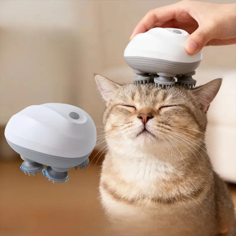Electric Cat Head Massager Smart Pet Massager Waterproof ABS+Silicone Automatic Pet Massage Tool Eco-Friendly Travel Outdoor
